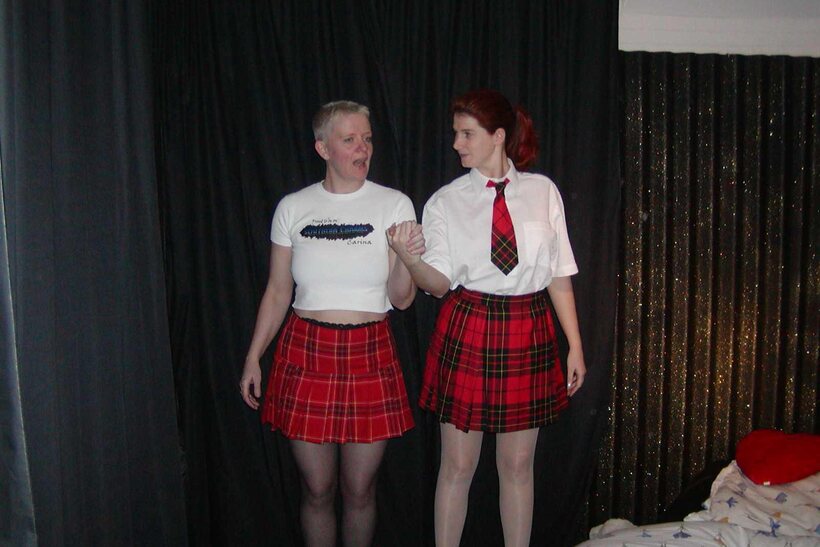 Photo 1 — Amateur Tiffany Pearl shows her ass while playing with a girlfriend