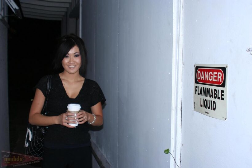 Taya Talise takes a smoke break in bra and panties (shot 1)