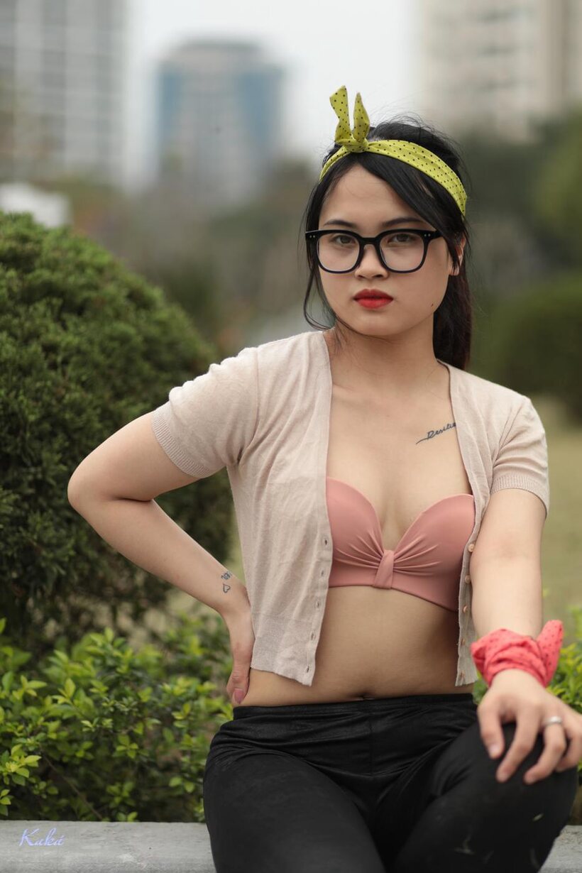 Photo 7 — Cute girl flashing in public in glasses