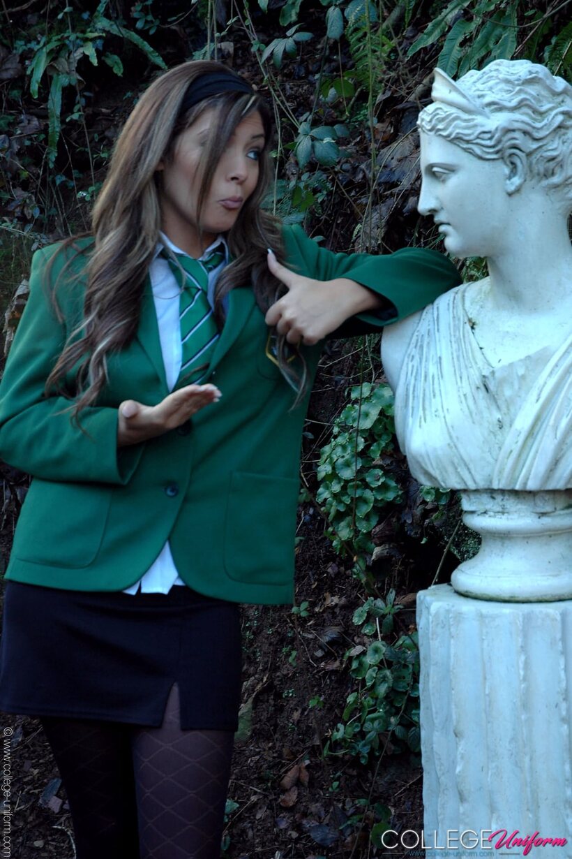 Image 2/21: Samantha Buxton strips out of her uniform and plays with her tits