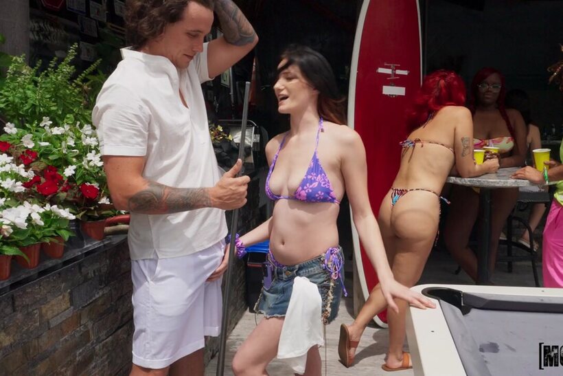 Kaby Snow nude photo 1 — Cute Kaby Snow gets naked and starts fucking hard on the beach with Mercedes Mac