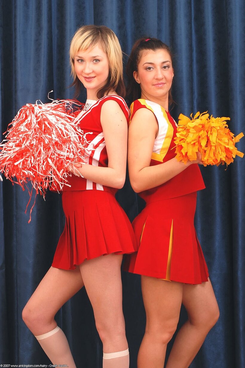 Amateur nude photo 3 — Cheerleaders flash their pussies before a lesbian licking session
