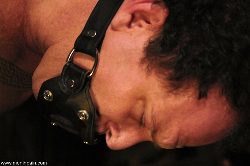 Image 15/21: Sativa Rose lashes a bound male slave with her riding crop