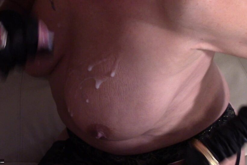 Image 13/15: Mature girl takes a cumshot and shows her saggy tits
