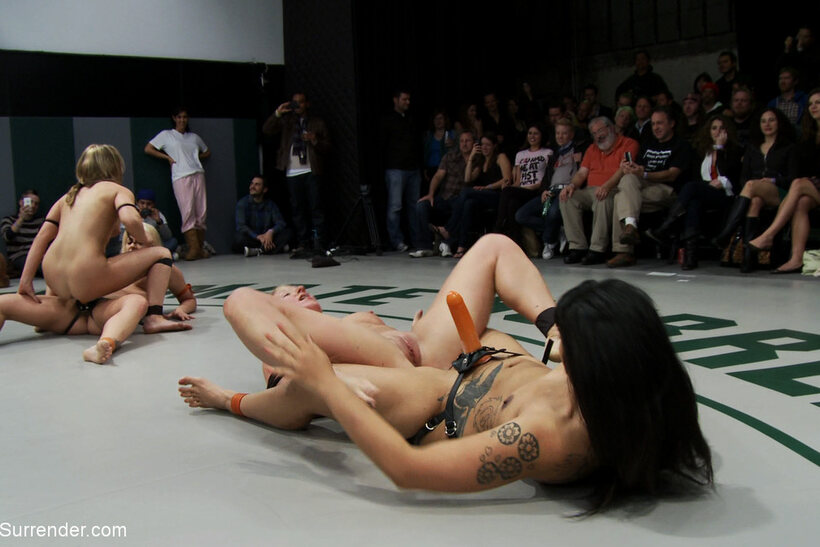 Image 7/21: Strapon wrestling sex plays out live for Dia Zerva and Jessie Cox