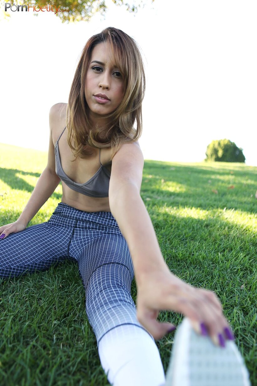 Image 7/16: Amateur Demi Lopez shows her natural tits while masturbating