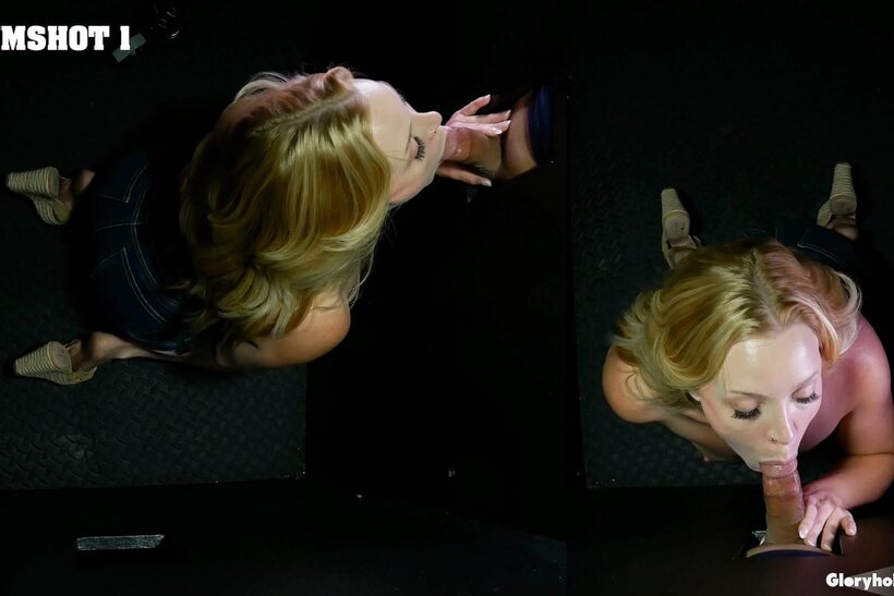 Photo 2 — Mandy Spears deepthroats multiple cocks at a POV gloryhole
