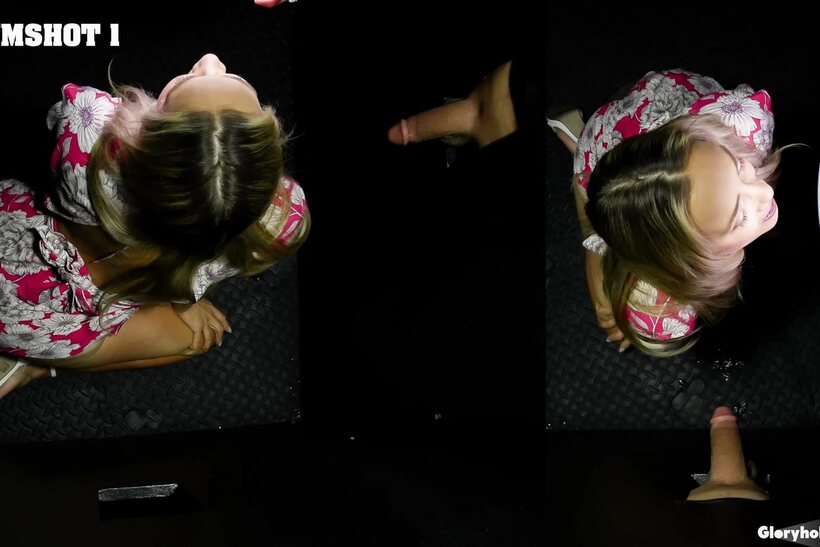 Image 2/15: Clothed Rachel Ramsey shows her tiny tits while sucking cock