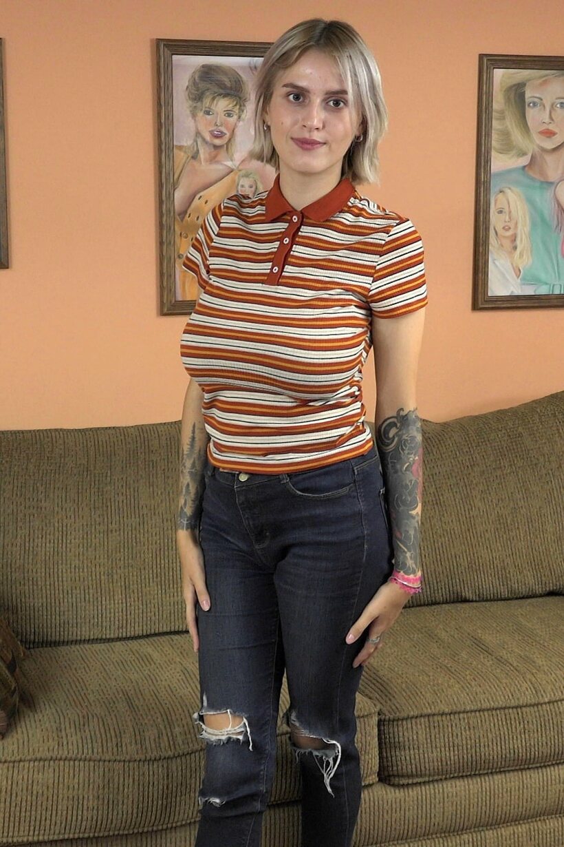 Athena Rayne pic 2 from the set «Tina Ray shows off her big tits and sucks cock in POV jeans action»