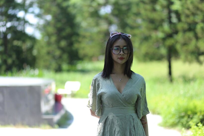 Image 20/21: Beautiful girl in a skirt shows her ass outdoors