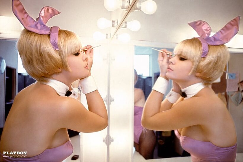 Photo 2 — Vintage Playboy model shows off her body while posing on cam