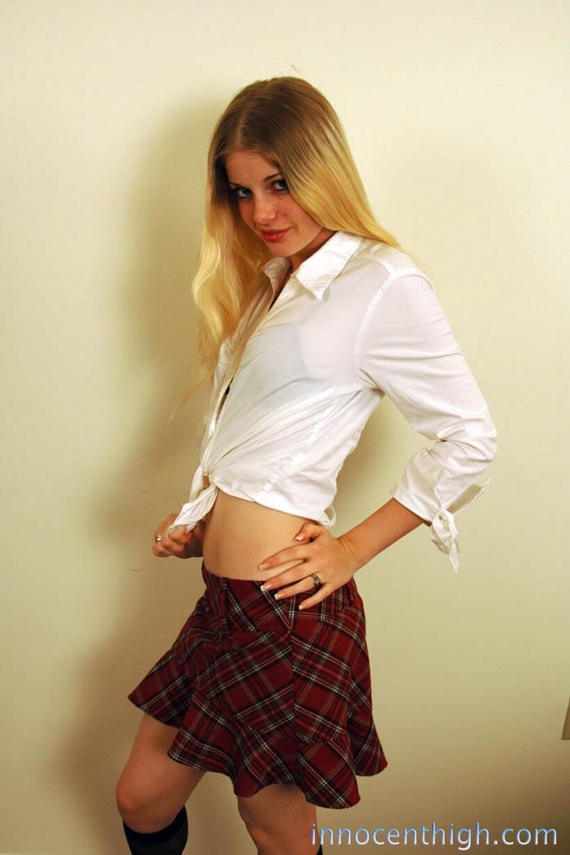 Image 3/16: Charlotte Stokely flashes her uniform and teases Johnny Rod at college