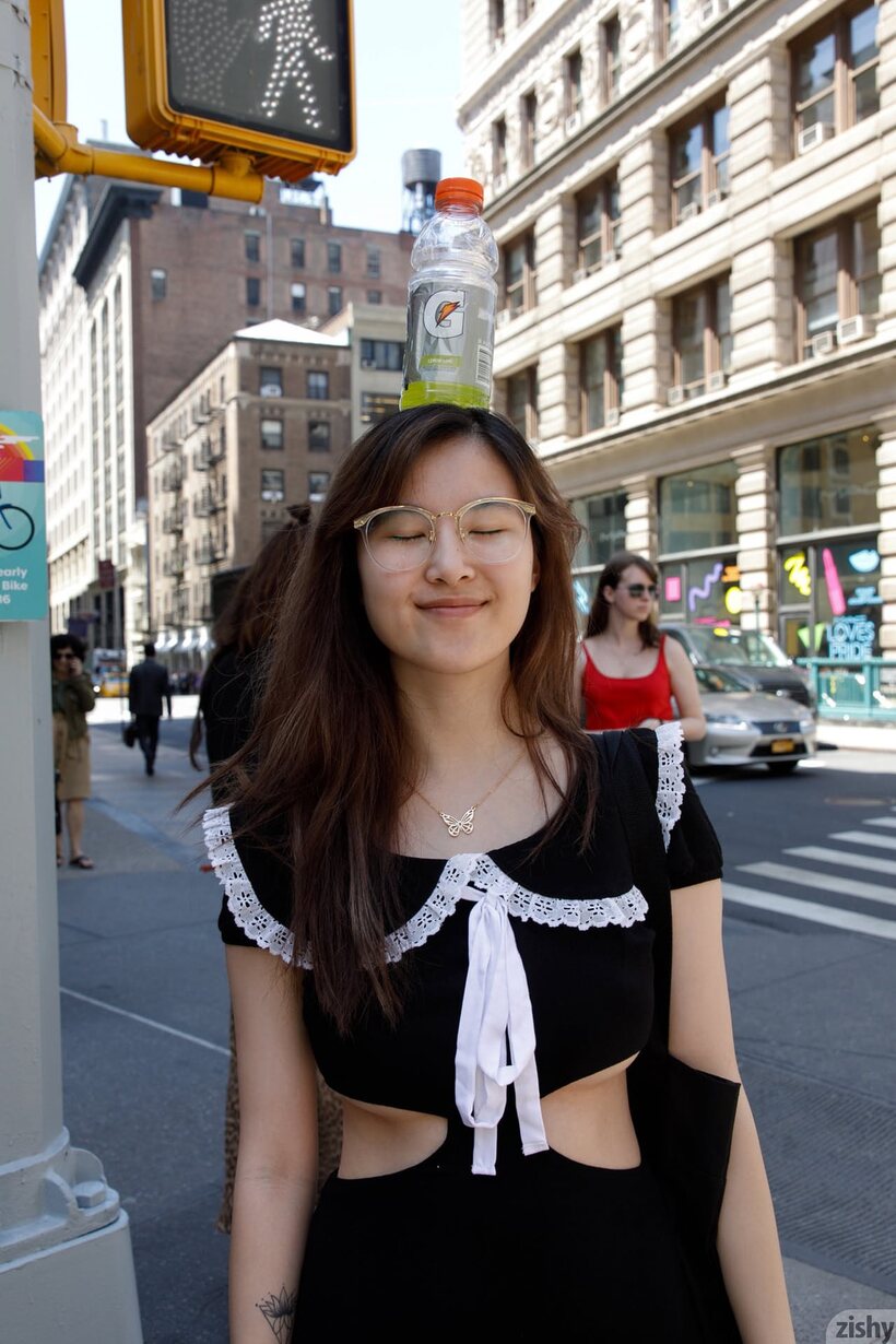 Barbie Qu pic 9 from the set «Skye Blue and her girlfriends strike sexy poses in public wearing skimpy outfits»