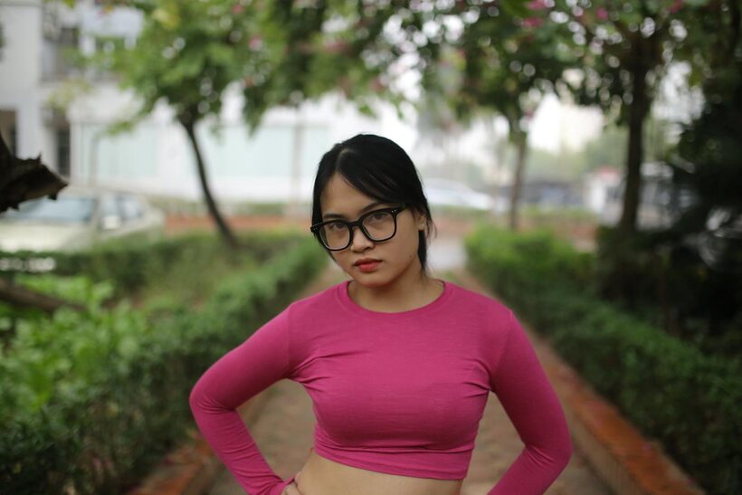 Asian girl gets naked outdoors and shows her tiny tits (shot 11)