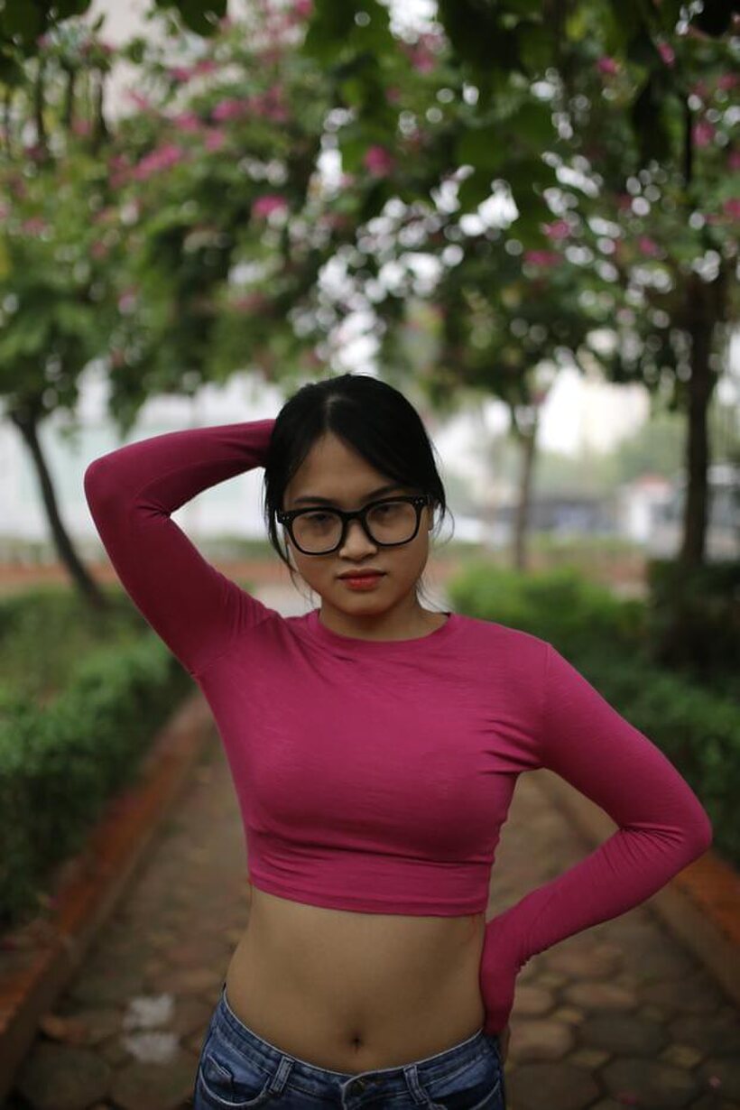 Image 15/21: Asian girl gets naked outdoors and shows her tiny tits
