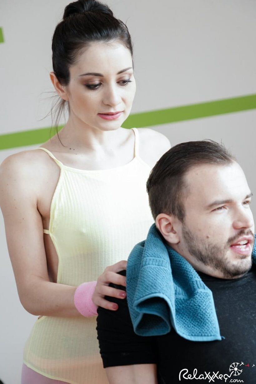 Image 1/17: After yoga, Valentina Bianco seduces her coach for sex on the mat