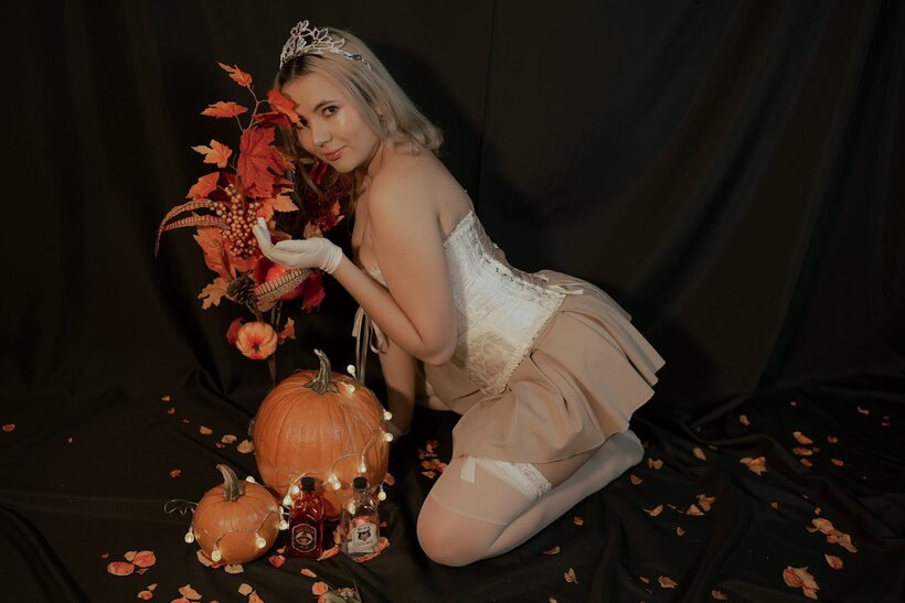 Amateur nude photo 5 — Blonde amateur teases non nude in a Halloween-themed shoot