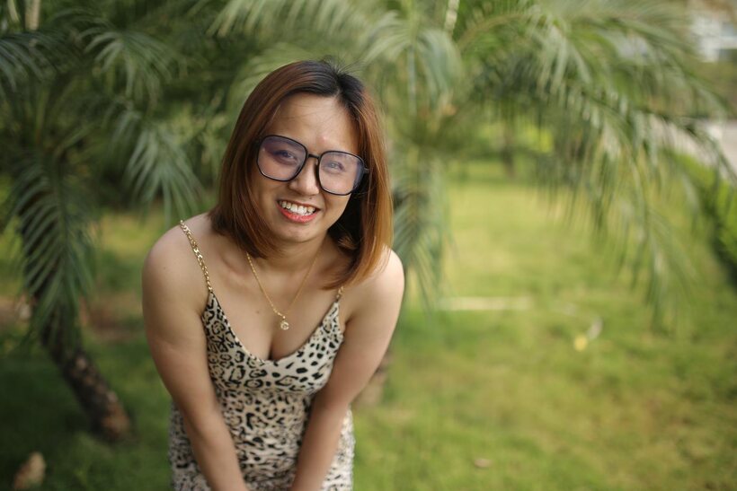 Amateur pic 1 from the set «Eyeglasses and leopard dress frame this sweet Asian babe outdoors»