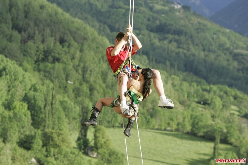 Lady Mai rides the rope with no panties and sucks cock (shot 4)