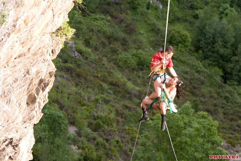 Image 11/13: Lady Mai rides the rope with no panties and sucks cock