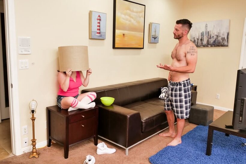 Image 8/19: Nerdy Luna Bright shows her big natural tits while sucking cock with Mike Mancini