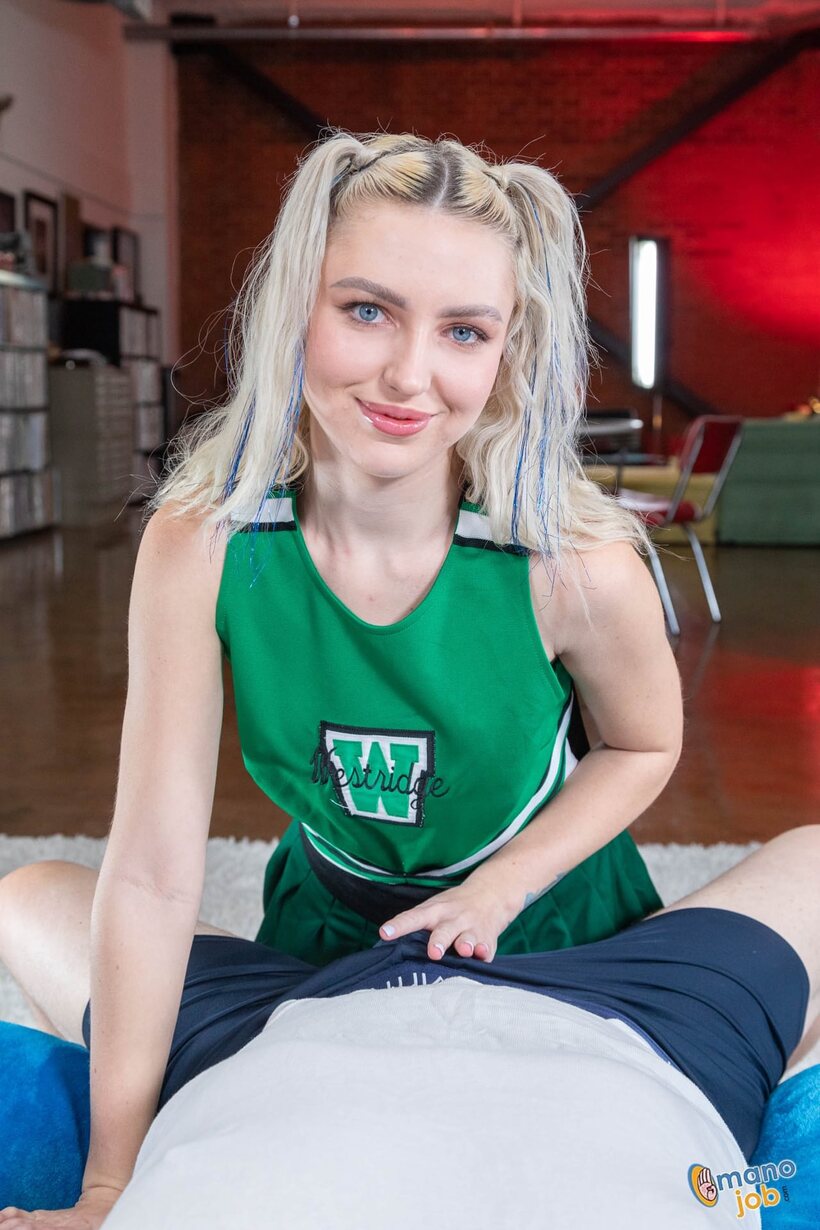 Britt Blair undresses her cheer uniform for a POV handjob (shot 8)