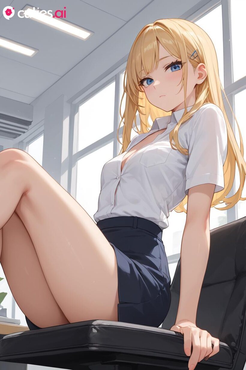 Ai pic 2 from the set «Nude petite blonde AI babe flashes her pussy in the office»
