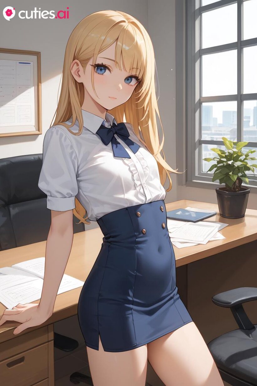 Ai nude photo 5 — Nude petite blonde AI babe flashes her pussy in the office