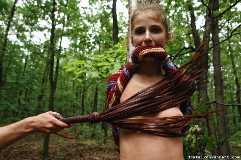 Amy Shine pic 8 from the set «European Amy Shine in panties shows her big tits and cameltoe in the forest»