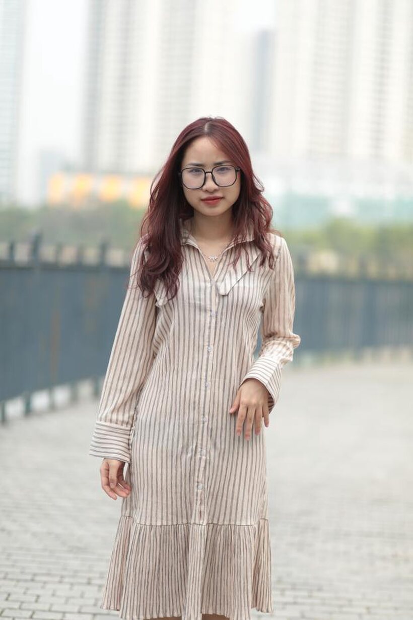Photo 18 — Beautiful girl in a dress shows her body in public