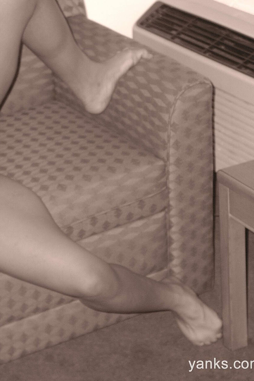 Colette plays with a ribbed dildo, showing off her small tits and pussy, photo 14 of 17