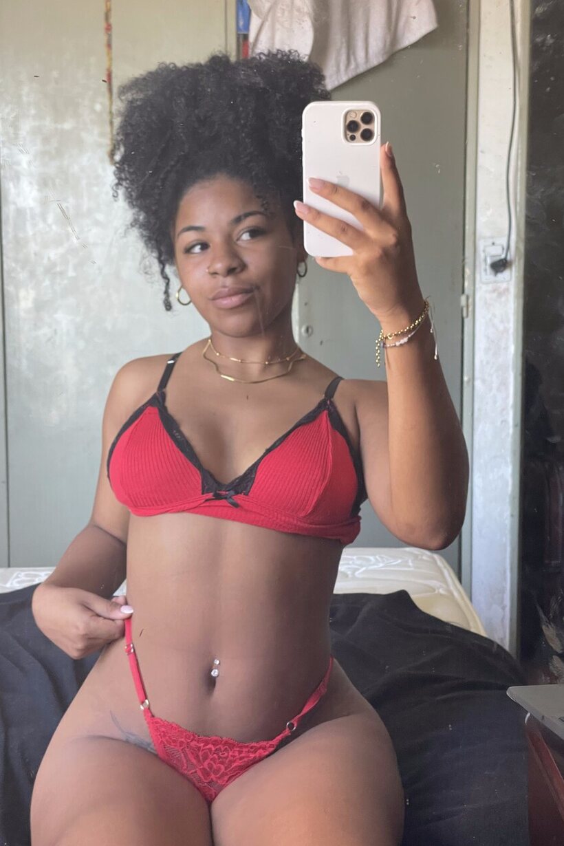 Photo 10 — Black girl snaps bedroom selfies while wearing sexy lingerie
