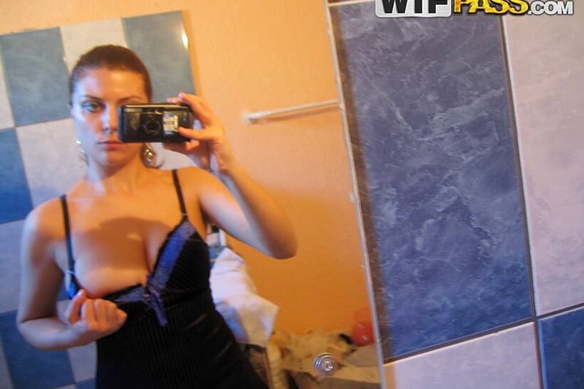 Image 12/16: Amateur girl flaunts her big tits and ass while taking selfies