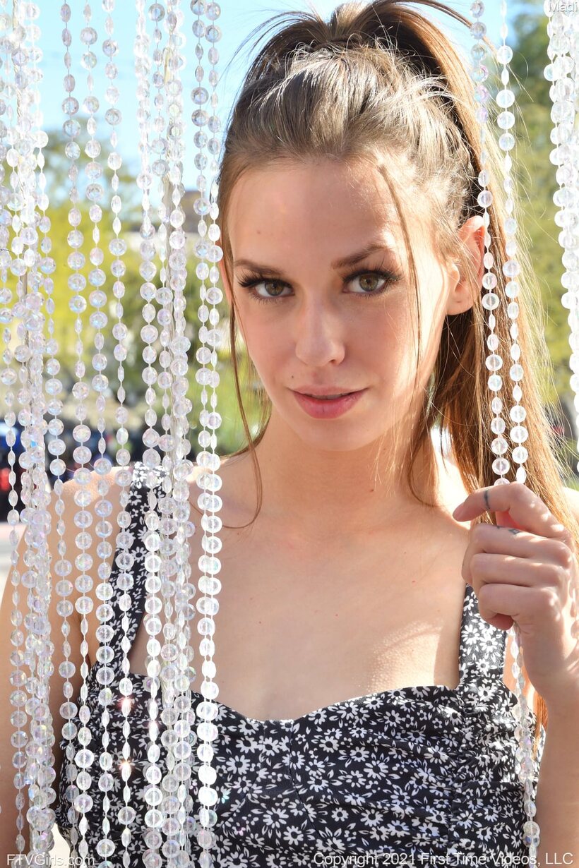 Madi flashes her tits and pussy in public with a ponytail (shot 1)