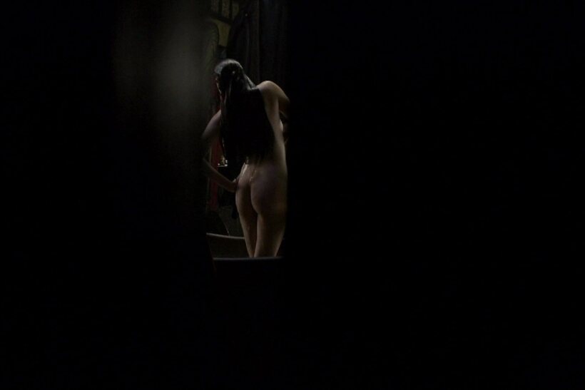 Ass pic 16 from the set «Skinny girl poses with her big tits on display in the bath»