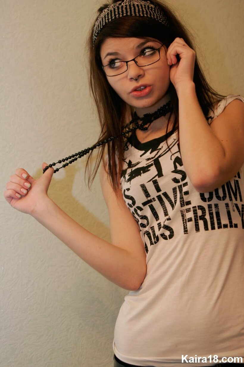 Photo 2 — Kaira 18 slips off her glasses for a non nude modeling set