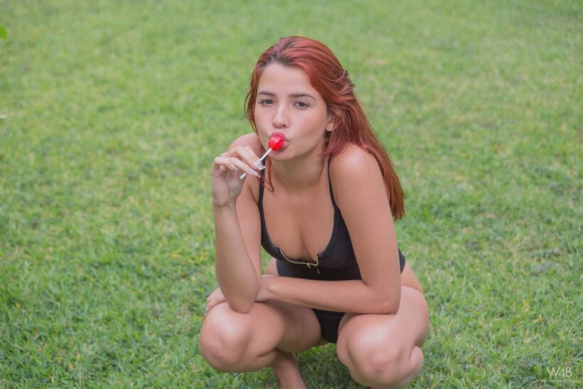 Agatha Vega nude photo 2 — Agatha Vega licks a sucker, then masturbates hard and squirts
