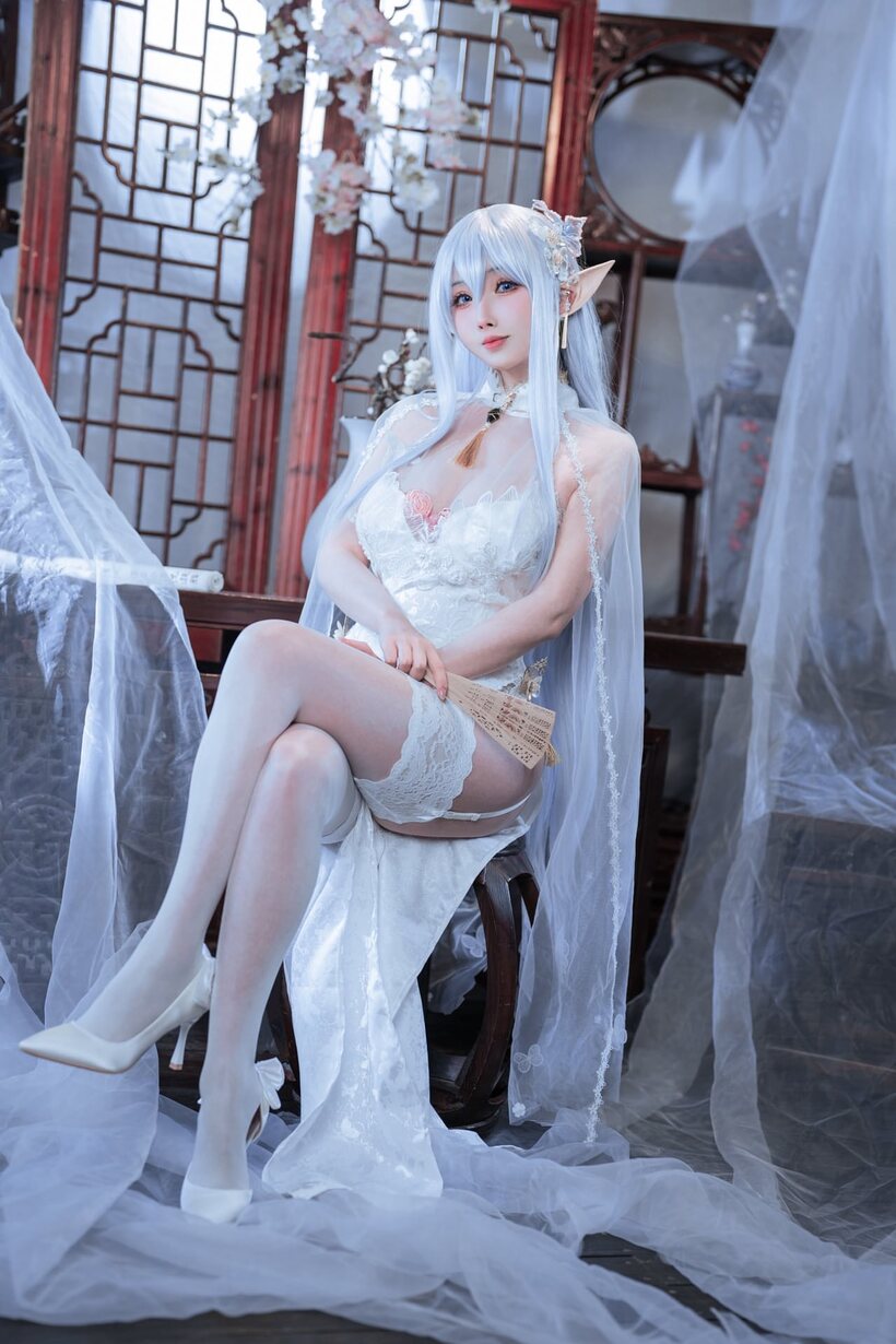 Asian nude photo 2 — Lacy garter belt solo show from a cute Asian elf babe