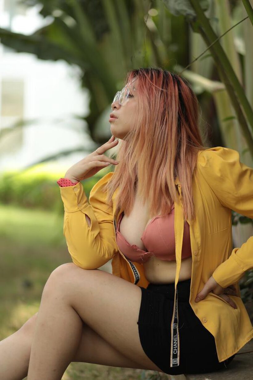 Amateur nude photo 14 — Redhead girl exposes her big tits outdoors