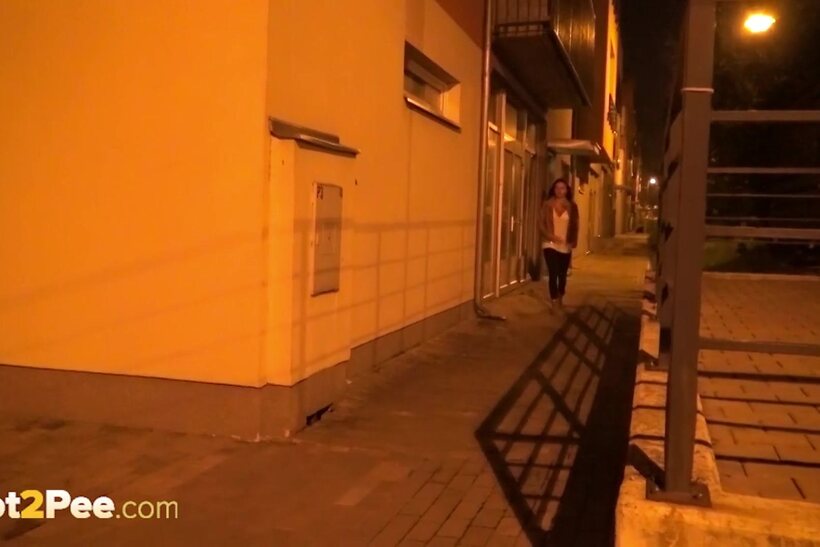 Photo 1 — Brunette girl pissing in public