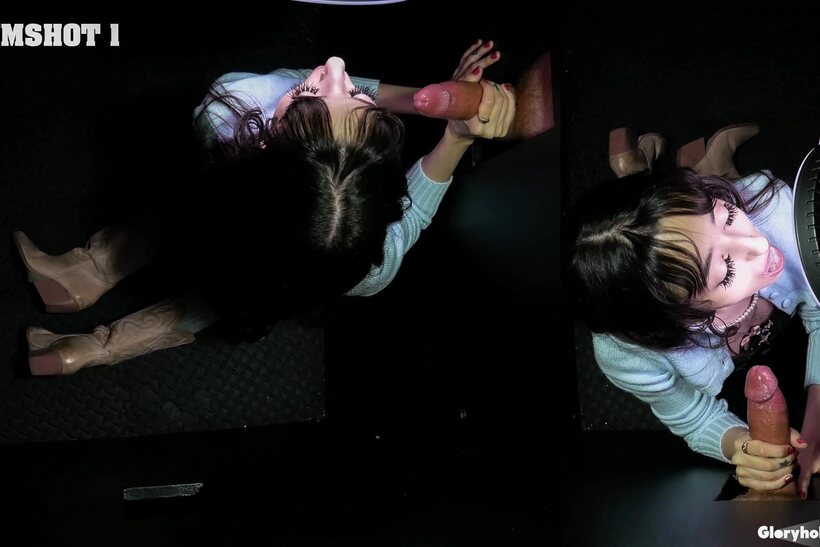 Photo 3 — Ronnie Violet kneels for a POV blowjob at the gloryhole