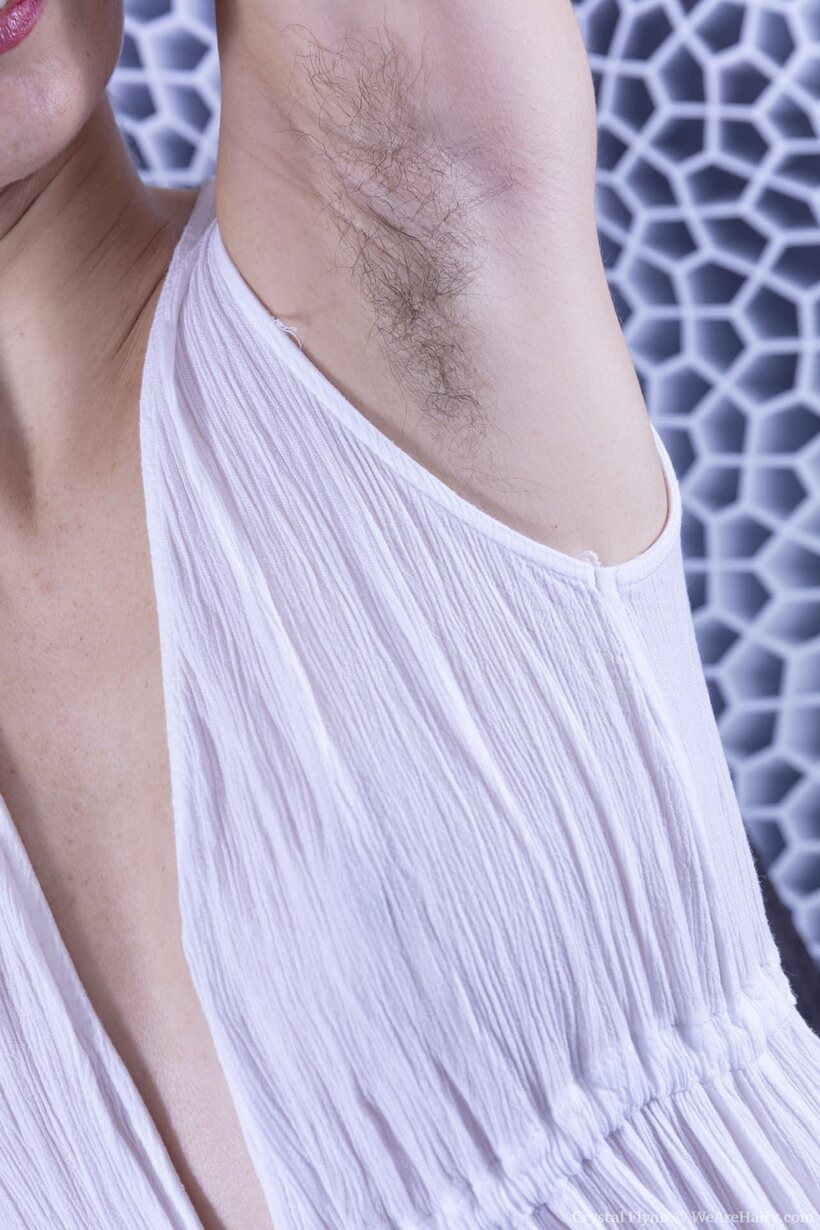 Image 2/20: Skinny Crystal Flynn exposes her big clit and hairy pussy while spreading