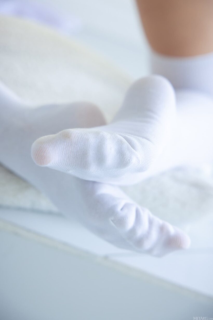 Image 18/21: White socks on, natural redhead shows off her sexy body solo