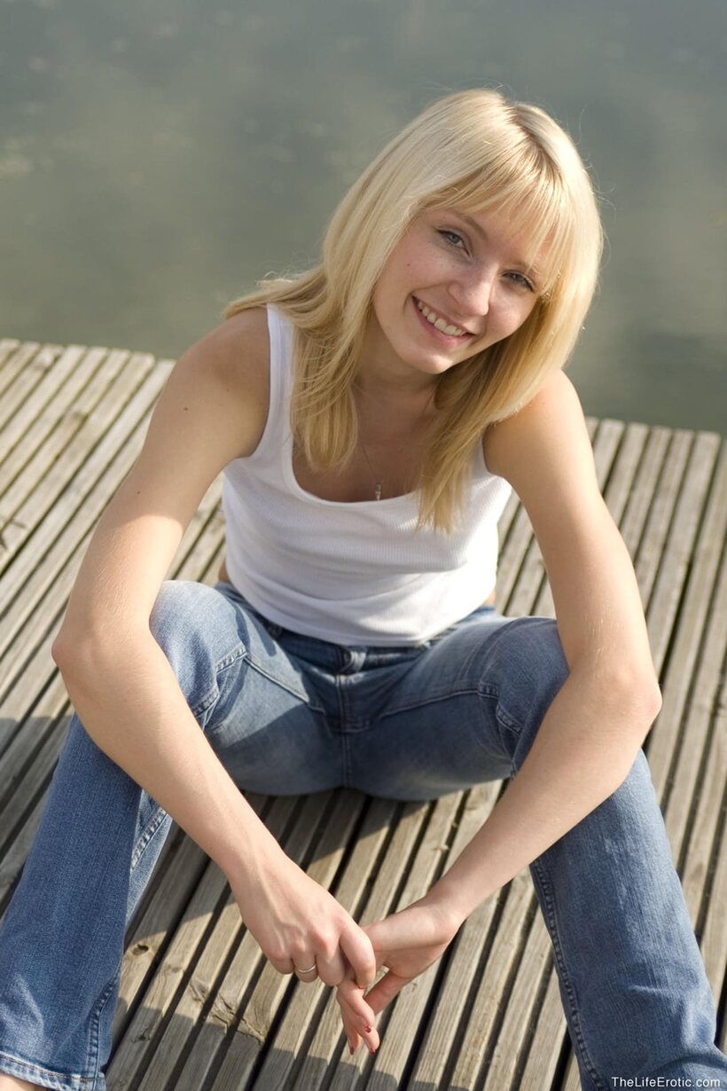 Armpit pic 3 from the set «Skinny girl shows off her big tits and pierced nipples outdoors»