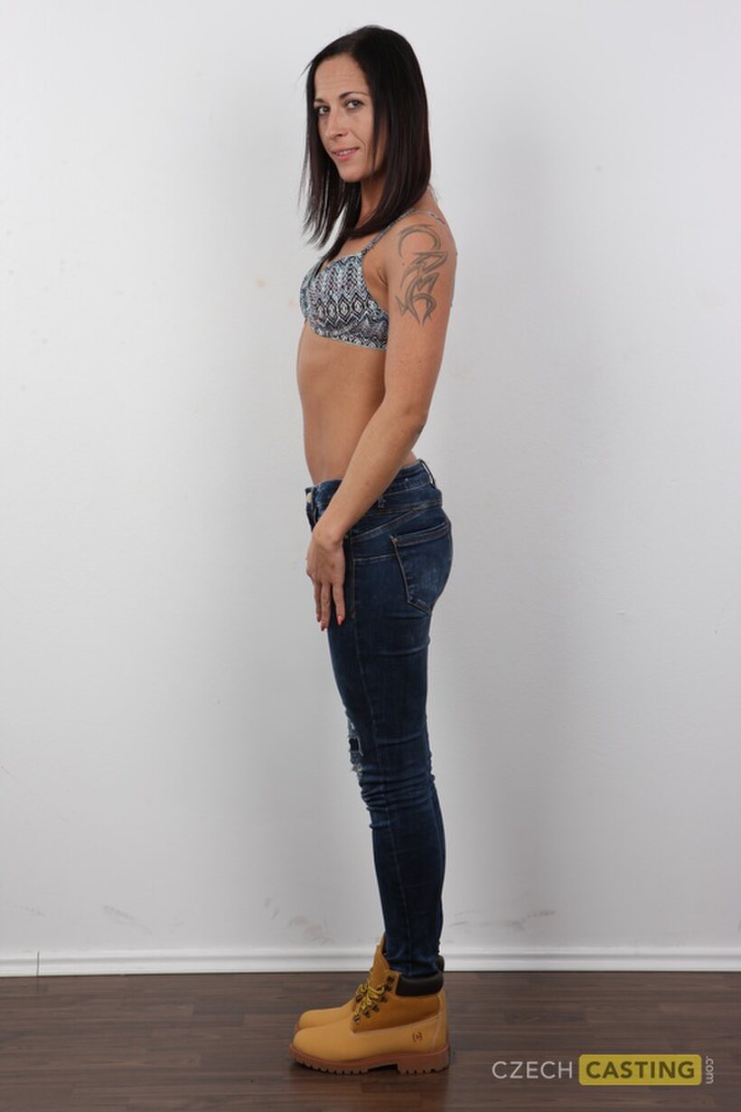 Ass nude photo 5 — Brown-haired solo girl with small tits strips out of her jeans
