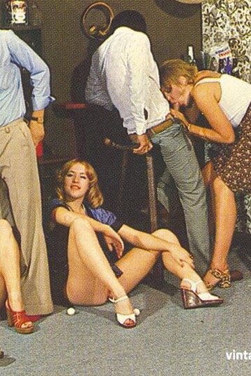 Three horny teens spread wide and take two hard cocks vintage-style