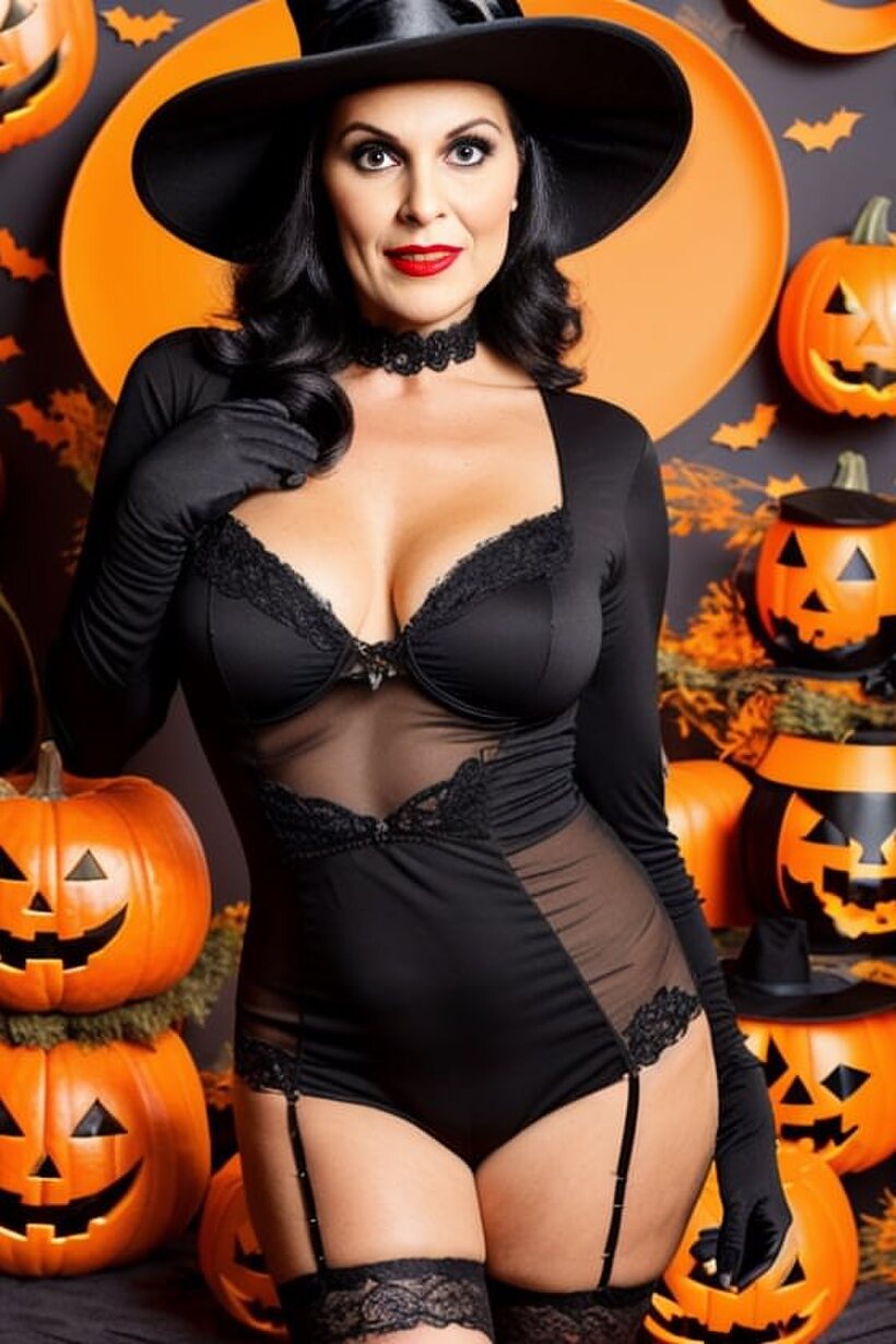 Photo 3 — Sasha Lansday shows off big tits in a witch costume