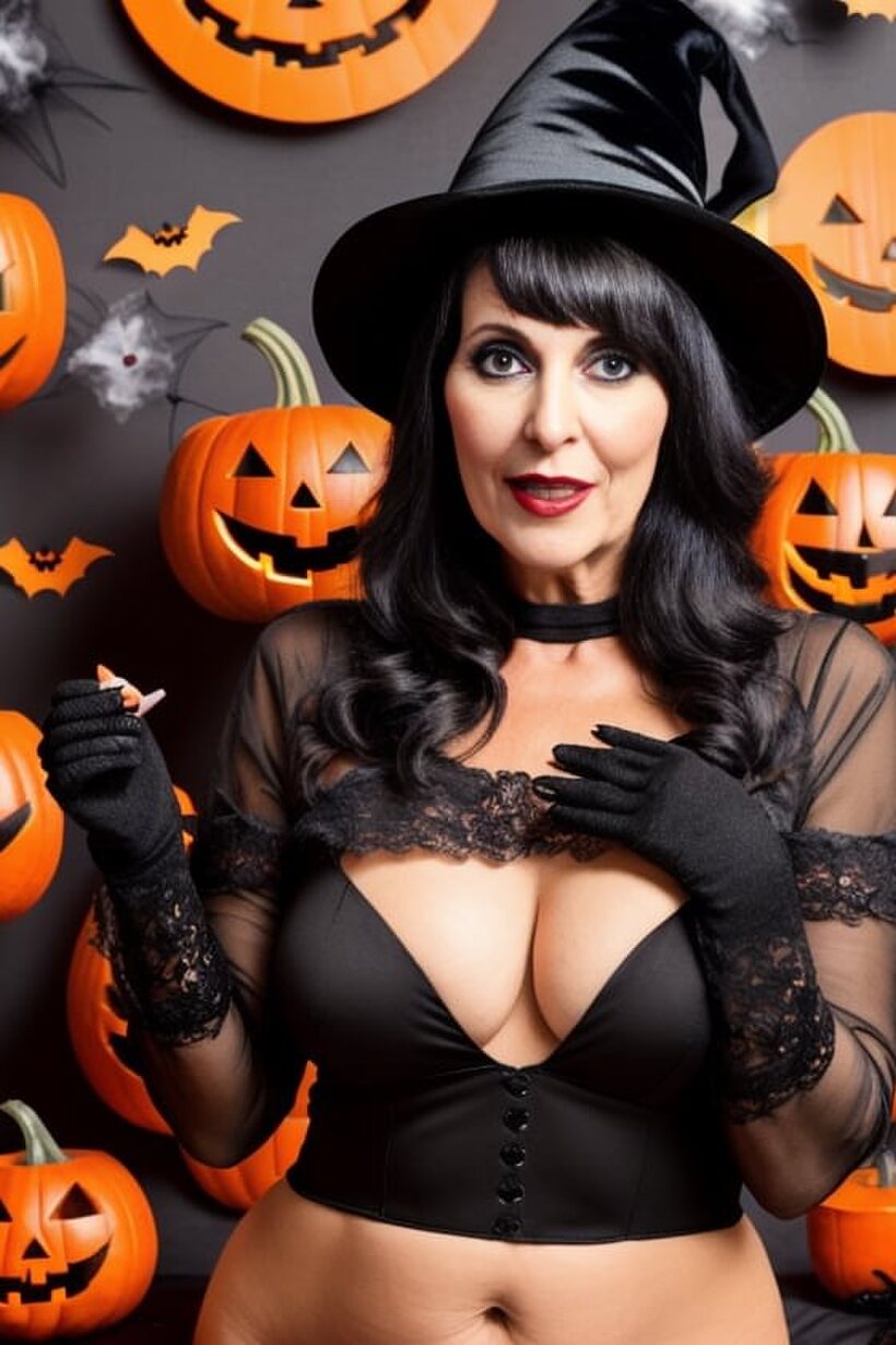 Sasha Lansday shows off big tits in a witch costume, photo 10 of 10