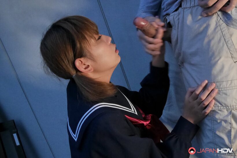 Photo 15 — Fu Sazanami gets her face fucked by a teacher in schoolgirl outfit
