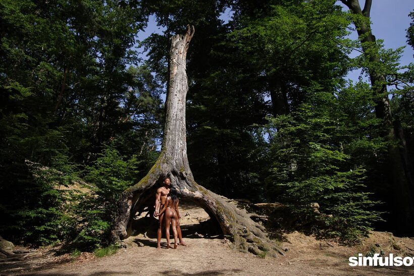 Under a tree, Sofi Vega and Little Maly hook up in a wet cowgirl scene (shot 2)